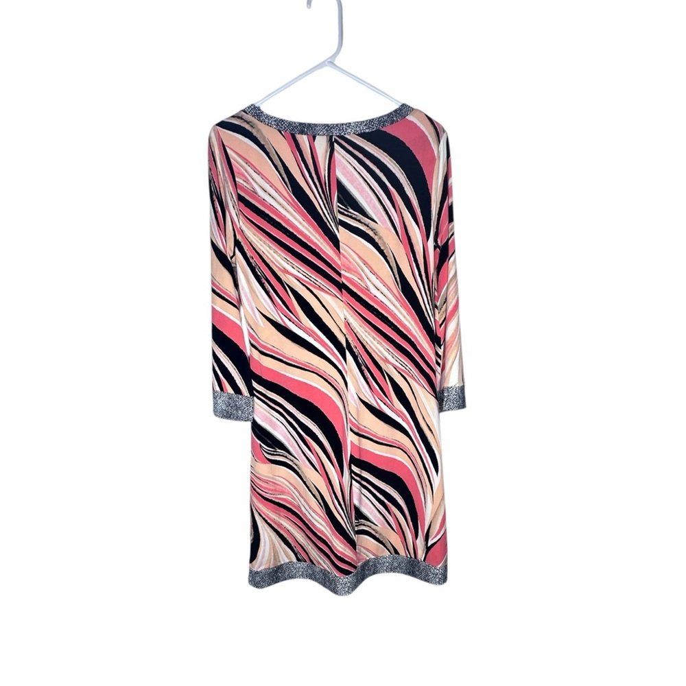 Calvin Klein Coral, Peach, White and Black Abstract Swirl Dress size Medium - Picture 2 of 4
